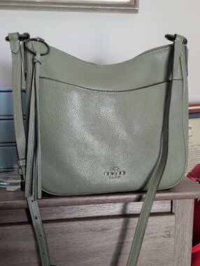 Coach Sage Green Pebbled Leather Crossbody Bag